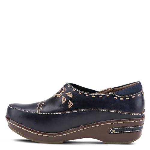 Image of Spring Step L'artiste Burbank Leather Clogs for Women | Designer Hand-Painted Slip-On Shoes | Ladies Casual Platform Clog
