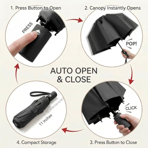 Image of BAODINI Small UV Protection Travel Umbrella Compact for Rain and Sun UPF 50+ Windproof Portable 42 inch Umbrella for Women and Men