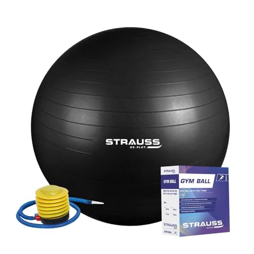 STRAUSS Anti-Burst Rubber Gym Ball with Free Foot Pump | Round Sh...