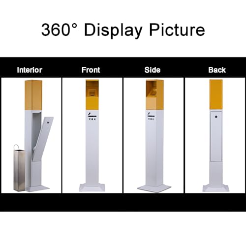 Outdoor Standing Ashtray - Metal Receptacle for Commercial Use, Smokers' Stand Up Ashtray for Patios, Gardens, Hotels, Pubs & Offices - Black Trash Can