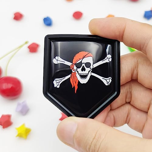 Calcomanía de bandera pirata roja cromada para parachoques de coche Overdecor Pack de 2 2