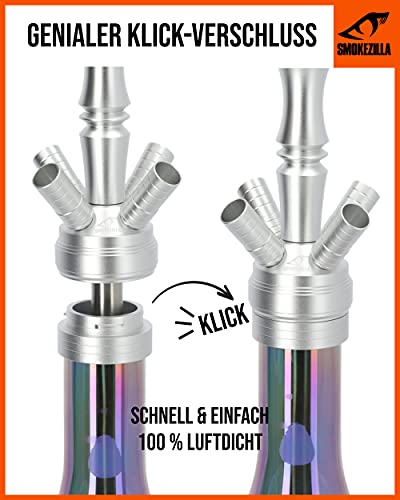 Smokezilla® MINYA 2S 2-Schlauch-Set Aluminium Rainbow Shisha | Spitze Optik mit Regenbogen Bowl und Diamond… – Bild 4