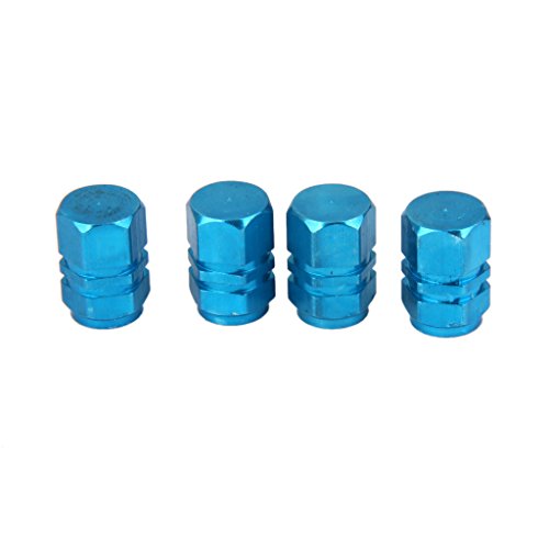 Generic 4X Aluminum Tire Wheel Rims Stem Air Valve Caps Tyre Cover Car Truck Blue