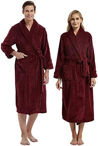 DaysU Males/Ladies Plush Flannel Fleece Bathrobes/Coats with Aspect Pockets, 1 Piece 6