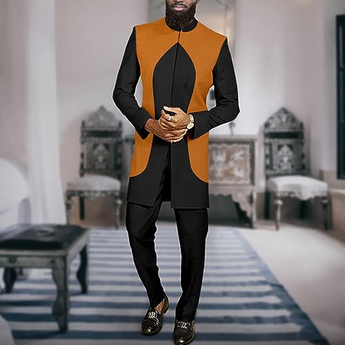 Dashiki Men African Clothes Jacket Outfit Attire Slim Fit Blazer and Pants Two Piece Set Formal Clothes2