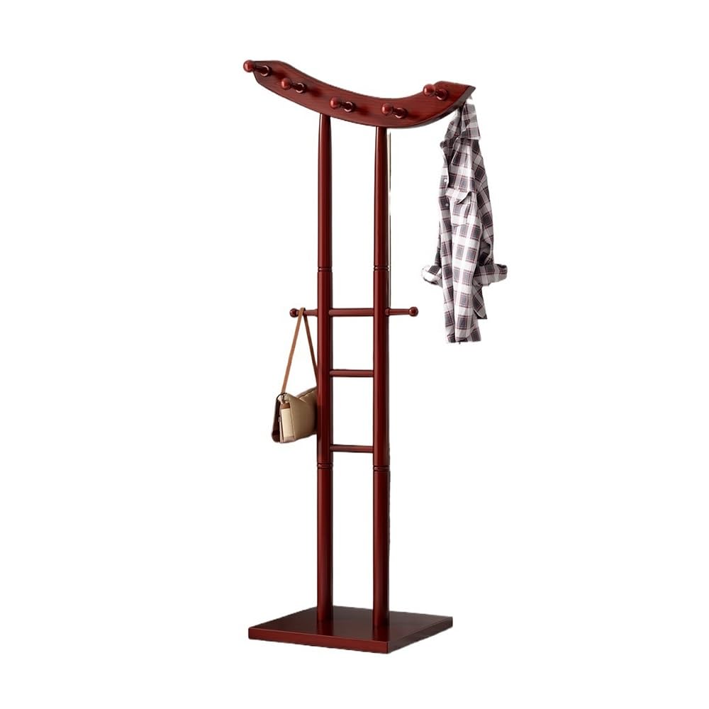 Dh2yjnbf3 Standing Solid Wood Hanger Floor Coat Rack Bedroom Household Simple Vertical Clothes Indoor Bag Hallway(Rosewood)
