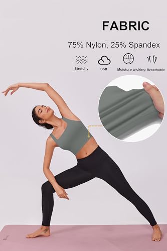 Image of PINSPARK Sports Bra for Women Square Neck Longline Tank Top with Built in Bra