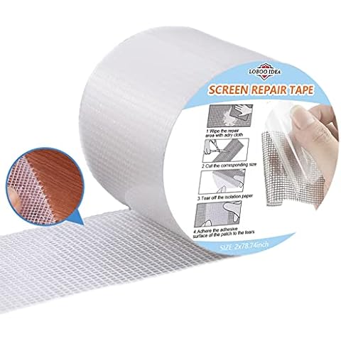 Loboo Idea 2x105 Inches Screen Repair Kit. 3-Layer Strong Adhesive & Waterproof Ideal for Covering up Holes and Tears Instantly (2x105 Inches, White) Cover