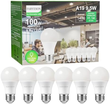 A19 E26 LED Light Bulbs, Energy-Efficient 9.5W, 1400 Lumens, 100 ...