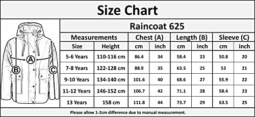 Raincoat pour filles garçons imperméable de 5 à 13 ans en PU