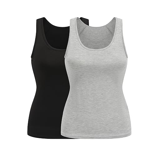 Image of Womens Modal Built-in Bra Padded Camisole Yoga Tanks Tops