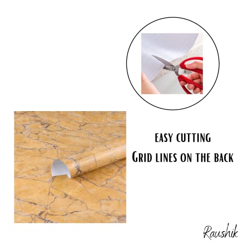 Image of Self Adhesive Gloss Vinyl Wrap Film, High Gloss Marble Furniture Film Wallpaper (12 * 24 inch, Yellow Marble)