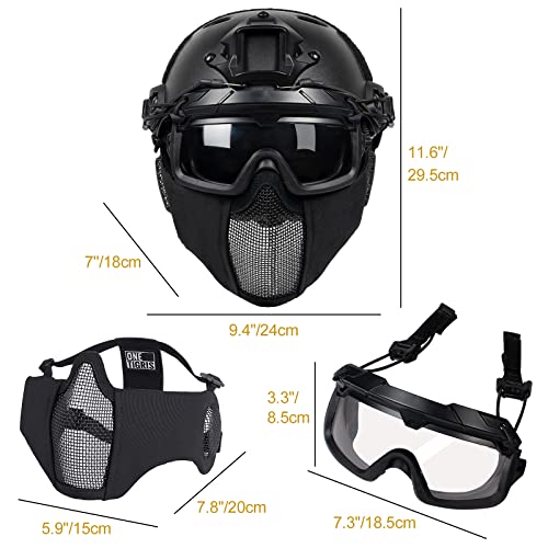 OneTigris Airsoft Fast Helmet - Full Face Protective Tactical Helmet With Foldable Ear Protection Mask And Goggles for Airsoft Paintball Sooting Wagrgame CS - Image 7