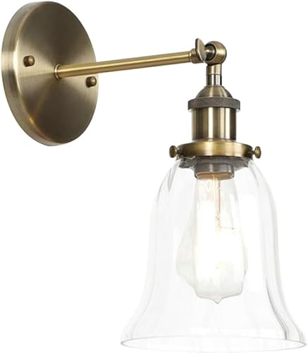 Retro Glass Wall Light Industrial Wall Sconce Farmhouse Wall Lamp, Vintage Wall Mount Lighting Fixture Hardwired Sconces for Living Room Loft