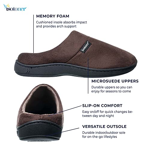 Image of isotoner Men's Open Back Slipper with Memory Foam and Indoor /Outdoor Sole