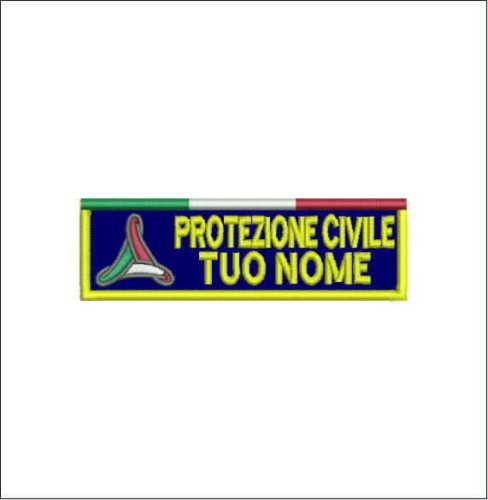 MAREL Patch Protezione Civile Tuo Nome con Nastro a Strappo cm10 x 3 Toppa Ricamata Ricamo -965