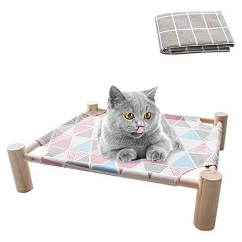 FONPOO Cat Bed, Raised Cat Bed for All Seasons, Easy to Disassemble and Washable pet bed, Calming Dog Bed Fits <22 Lbs Puppy Kitten Keep away from Dirty and Wet 21''×19''×5.1'' Cover