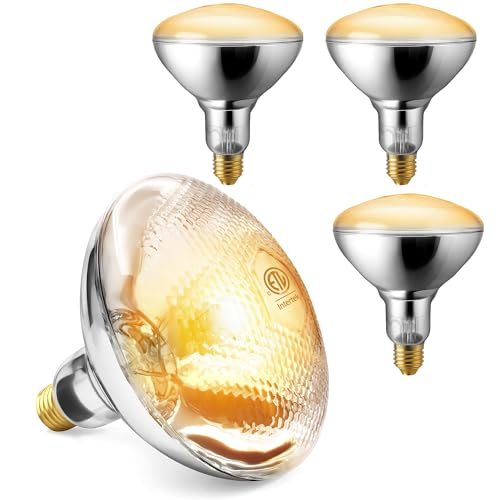PYY Food Heat Lamp Bulbs - ETL-Listed 4-Pack Frosted Light Bulbs, Even Heating, Compatible Food Heat Lamp, 2000 Hour Rated, E26, R40, 110V, 250W, Infrared Food Warming Bulbs for Food Service