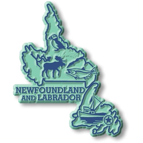 Imán de la provincia de Newfoundland & Labrador 3D Vintage