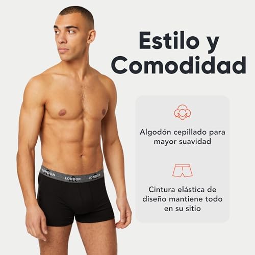 FM London – Bóxers para Hombre, Suaves, con tecnología HyFresh para protección contra los olores, Ropa Interior elástica para Uso Diario (Paquete de 4/8)