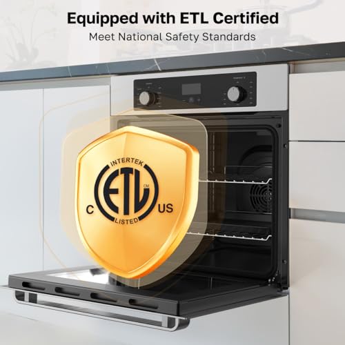 Image of 24 Inch Electric Wall Oven, ETL Certified, ThermoMate Built-in Oven with 2.6 Cu.ft Capacity, 9 Working Functions, Sensor Touch Control, Anti-Mistouch Knob, Stainless Steel