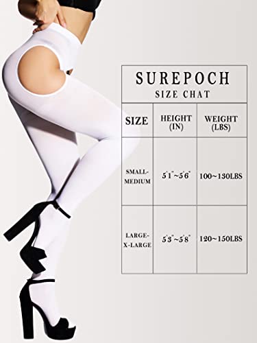 Image of SUREPOCH Suspender Tights for Women Plus Size Garter Belt White Control Top Pantyhose