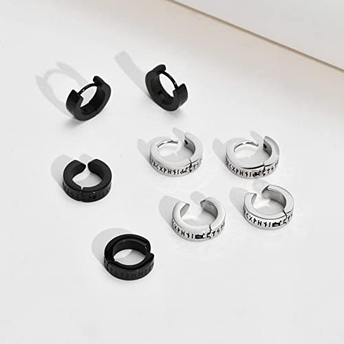 FLHEART Brinco de argola viking nórdico para homens - joias de proteção de amuleto presentes de aço