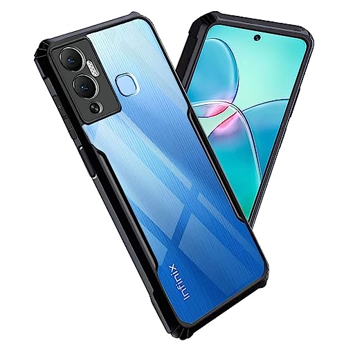 Image of A rtistque Clear Hard Transparent Acrylic Armor Anti-Drop Shockproof TPU Edge Back Cover Case for Infinix Hot 12 Play - Black