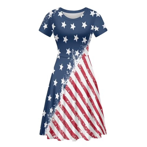 Image of POLERO Sunflower Dress for Women Floral Summer Dresses Short Sleeve Casual Sundresses Midi Dresses