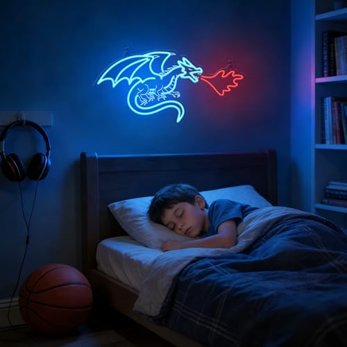 Image of Ammonite Dragon Neon Sign, LED Neon Lights for Room Wall Table Decor Art, Home Party Birthday Holiday Dragon Gifts for Kids Teens Adults