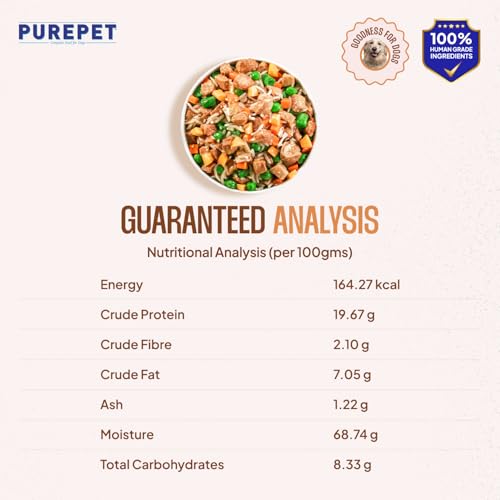 Image of Purepet Fresh Dog Food Chicken & Pumpkin, for Adult & Puppy, 100gm | High Protein, 65% Real Chicken, 35% Fruits & Veggies | No Preservatives | Ready to Serve | All Breeds | One Pack One Meal