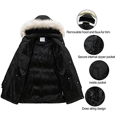 Chrisuno Women's Winter Warm Coats Puffer Jacket Long Drawstring Waterproof Snow Parka With Removable Faux Fur Trim Hood3
