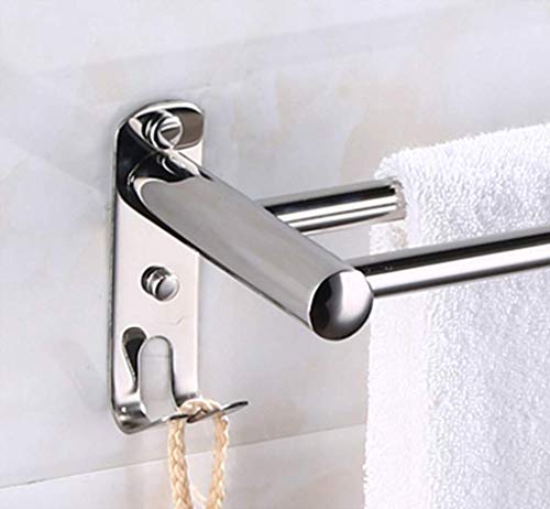 Porte-serviettes mural double en acier inoxydable durable avec étagère de rangement - 5