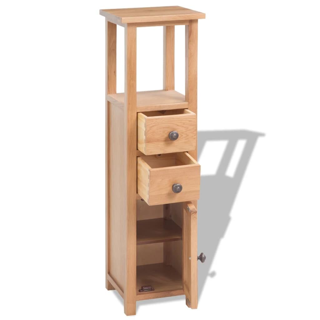 Armario esquinero de madera maciza de roble, 26 x 26 x 94 cm, con 2 cajones y 1 compartimento para puerta para almacenamiento, aparador rústico