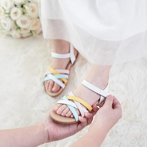 Image of Felix & Flora Toddler Girl Sandals - Little Girl Easter Dress Shoes Lightweight Open Toe Beach Holiday Flats