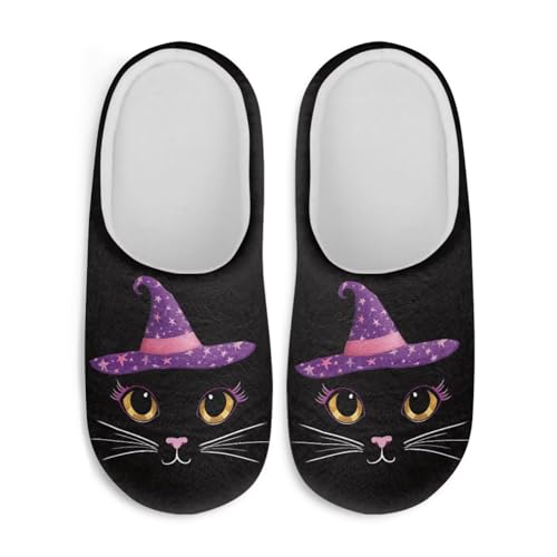 Halloween Women's Slippers Plush Warm Fuzzy Slip On Keep Warm Cozy Comfy Indoor House Winter Soft Sole Slippers