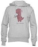 Material ligero Enigmae Tea-Rex Happy Drinking Sudadera Unisex Hombres Mujeres Manga Larga Gris Men Women Hoodie Grey XS