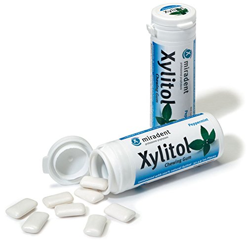 12x Miradent Xylitol Chewing Gum Zahnpflegekaugummis 30 Stück Dose peppermint (12x30g)
