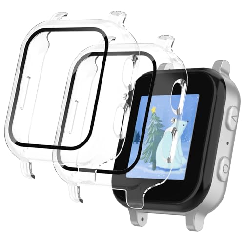 2 Pack Protective Case Compatible with Gabb Watch 3/3e - Screen Protector Hard PC Bumper Cover Built-in Tempered Glass for Gabb Kids Watch 3/3e Accessories