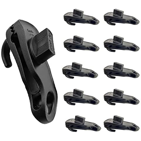 COZYLIFE 10Pcs Tarp Clip Hook Heavy Duty Lock Grip Tent Clamps with Thumb Screw Tent Clip Canvas Clips for Camping Tarps Awnings Caravan Canopies Car Boat Covers (Black) Cover