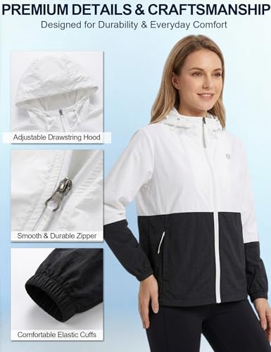 Image of Venzina Women's Loose- Fit Sun Protection Hoodie -UPF 50+ Ultra-Lightweight Wind-Resistant Jacket with Elegant Color-Block Design, Packable & Quick-Dry for Travel, Hiking & Daily Outdoor