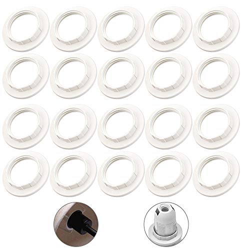 Preisvergleich Produktbild PERFETSELL 20 Stücke Lampenschirm Ring Konverter E14 Lampenring Schraubring Kunststoff Lampenfassung Ring Weiß Reduzierring für Lampenfassungen, Lampenschirme