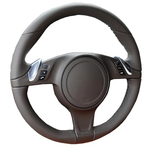 para Porsche 911 991 Boxster 981 Cayman Cayenne, Funda de Volante de Coche Personalizada DIY, Trenza de Cuero para Volante