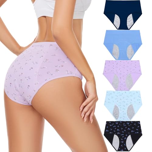 Image of HATSURE Period Underwear for Women Leak Proof Cotton Overnight Menstrual Panties Briefs (Multipack)