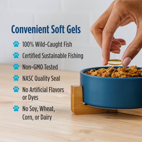 Nordic Naturals Omega 3 Pet Supplement | 330 mg Omega 3 Dog Skin and Coat Supplement | Fish Oil for Dogs with EPA & DHA | Promotes Heart, Skin, Coat, Joint, & Immune Health - Unflavored 180 Soft Gels