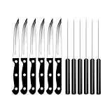 faderic Serrated-Steak Knives Set of 12, Black Full-Tang Triple Rivet Steak Knife Set,Stainless...