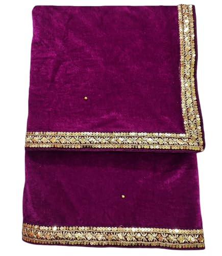 Image of Navti Creations Women's Stole Dupatta In Velvet With Cross Design Border (length -2.25m, Width-75cm)