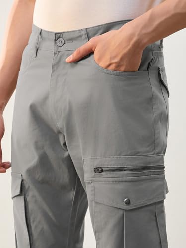 Image of NOBERO Men's Utility Cargo Pants | Cargo Pants for Men | Regular Fit | Multi-Pocket Utility Design | Durable Woven Fabric | Everyday Wear