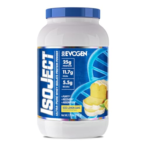 Evogen Isoject - Whey Protein Isolat | Ultrareines Molkenproteinpulver mit Zünderenzymen, BCAAs und EAAs | Verbesserte Absorption & Erholung | Ice Lemon Cake | 25 Portionen