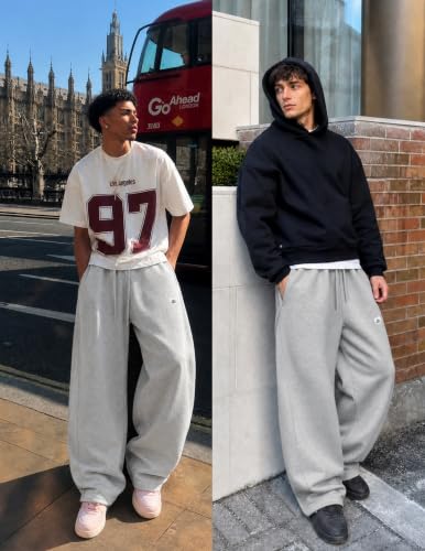 Image of Aelfric Eden Mens Wide Leg Sweatpants Solid Arc Sweat Pants Open Bottom Casual Athletic Lounge Pants with Pockets